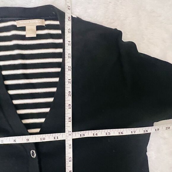 Banana Republic Womens Black Striped Back V-Neck Button Front Cardigan Large - Picture 4 of 4